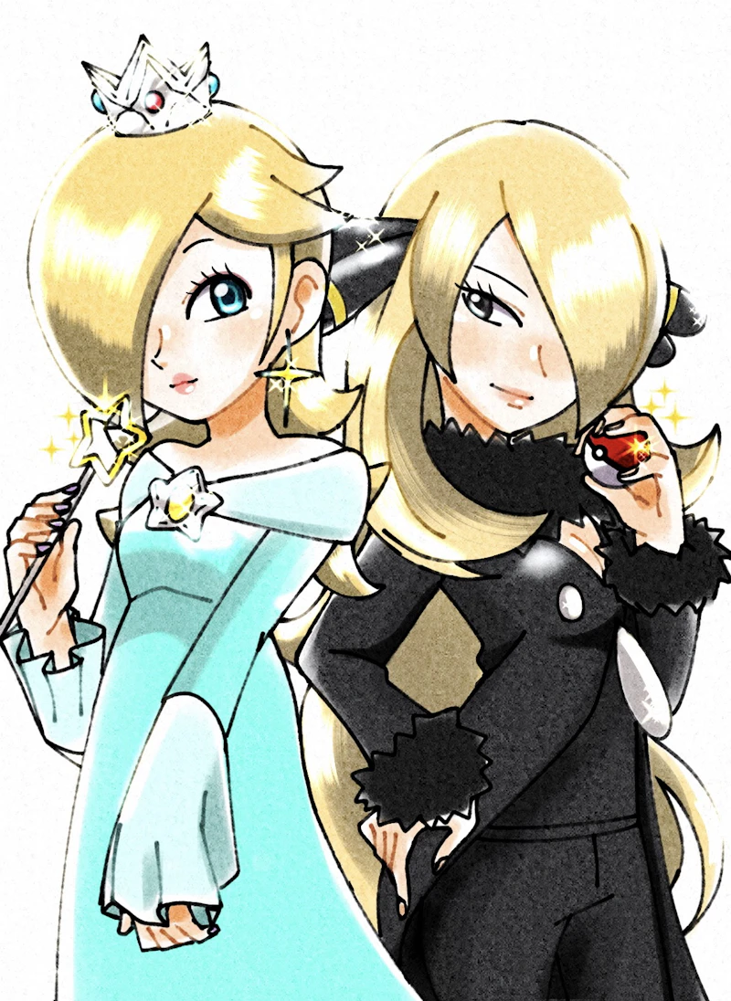 cynthia and rosalina (pokemon and 3 more) drawn by mzg04
