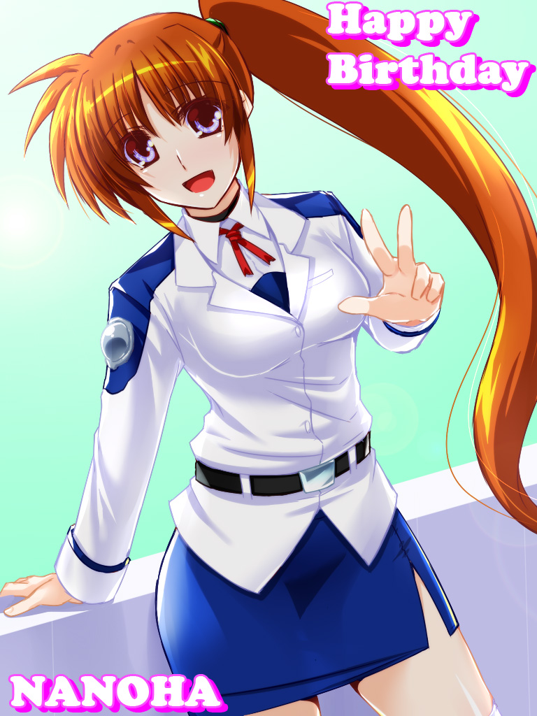 takamachi nanoha (lyrical nanoha and 1 more) drawn by engo_(aquawatery)