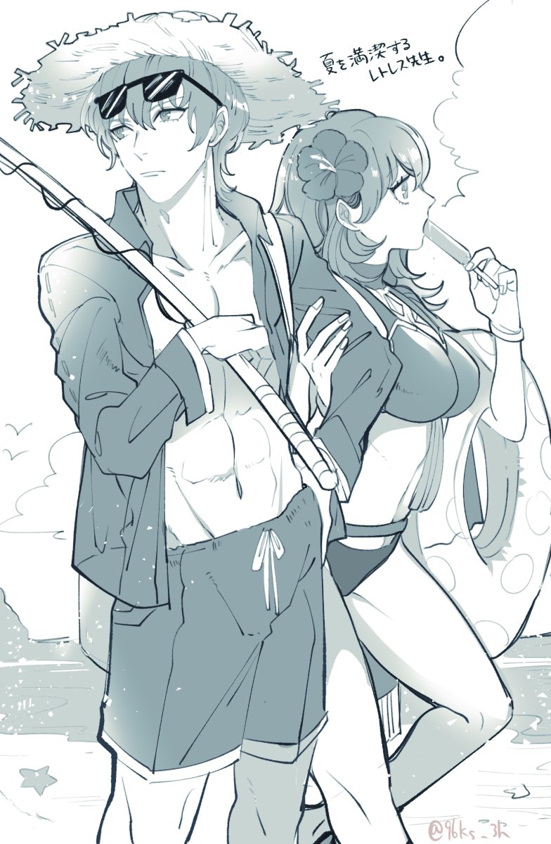 female byleth and male byleth (fire emblem and 2 more) drawn by kasu_(96ks_3h)