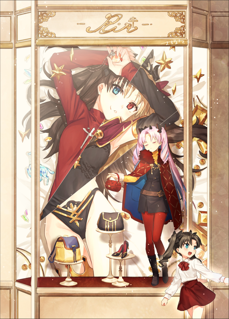 tohsaka rin, ereshkigal, ishtar, and space ishtar (fate and 3 more) drawn by sacanahen
