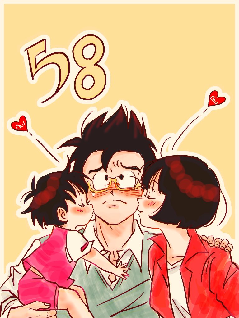 son gohan, pan, and videl (dragon ball and 1 more) drawn by sora_(happygreencandy)