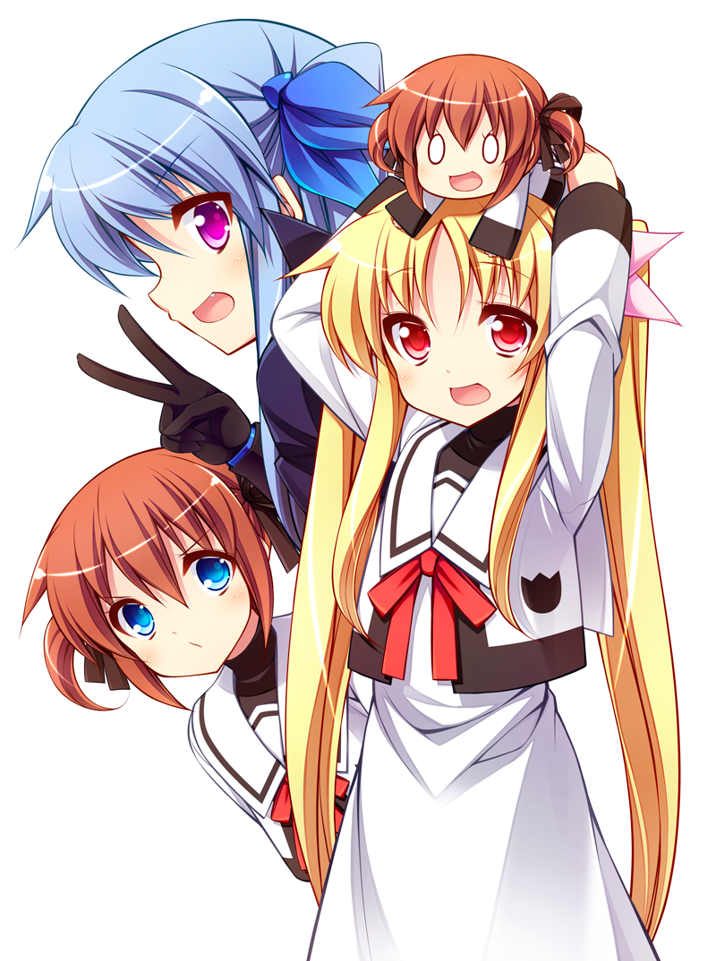fate testarossa, takamachi nanoha, and levi the slasher (lyrical nanoha and 3 more) drawn by teruui