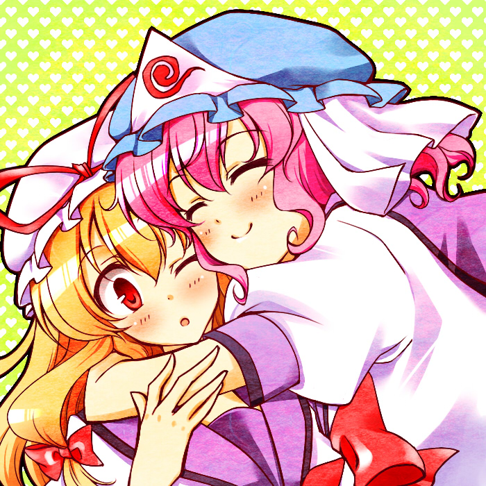 yakumo yukari and saigyouji yuyuko (touhou) drawn by yube_(skyhacker)