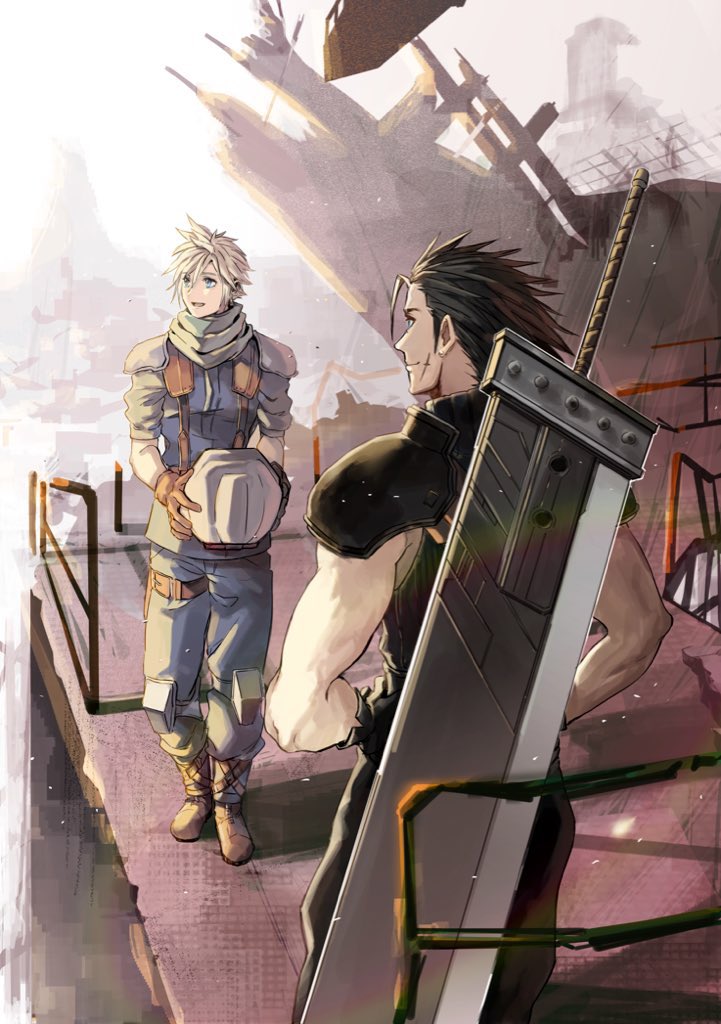 cloud strife and zack fair (final fantasy and 2 more) drawn by 2b_fff