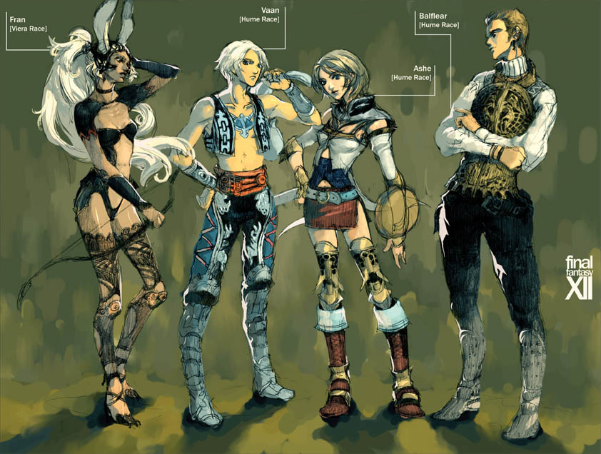 fran, ashelia b'nargin dalmasca, vaan, and balthier (final fantasy and 1 more) drawn by mos