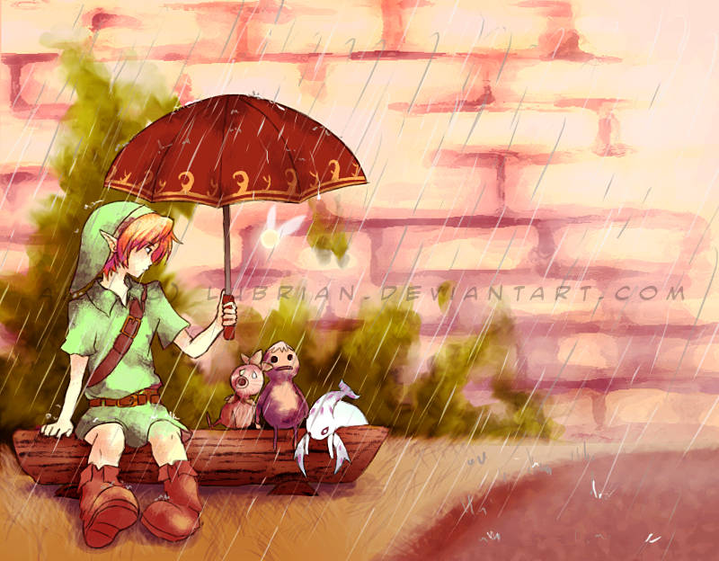 link, tatl, deku scrub, mikau, darmani, and 1 more (the legend of zelda and 1 more) drawn by frayed-symphony