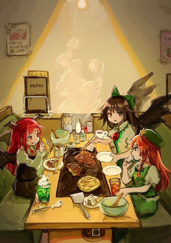 hong meiling, reiuji utsuho, and koakuma (touhou) drawn by piyo_(sqn2idm751)