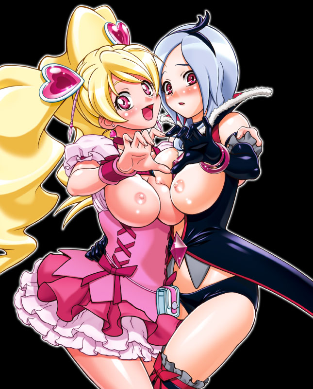 higashi setsuna, momozono love, cure peach, and eas (precure and 1 more) drawn by gambler_club