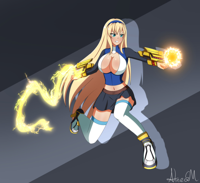 samus aran, yang xiao long, and katsuragi (rwby and 3 more) drawn by alinesm