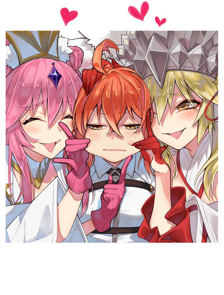 fujimaru ritsuka, tamamo, and koyanskaya (fate and 1 more) drawn by rkp