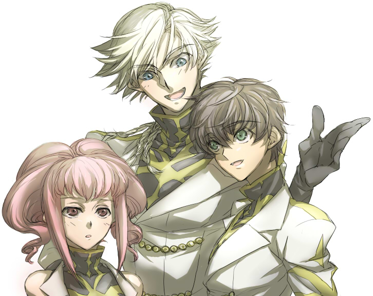 kururugi suzaku, anya alstreim, and gino weinberg (code geass) drawn by honmaguro_(ran)