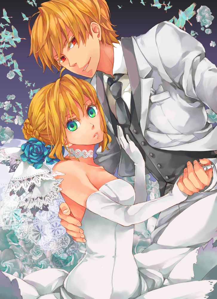 artoria pendragon, saber, and gilgamesh (fate and 2 more) drawn by ao773