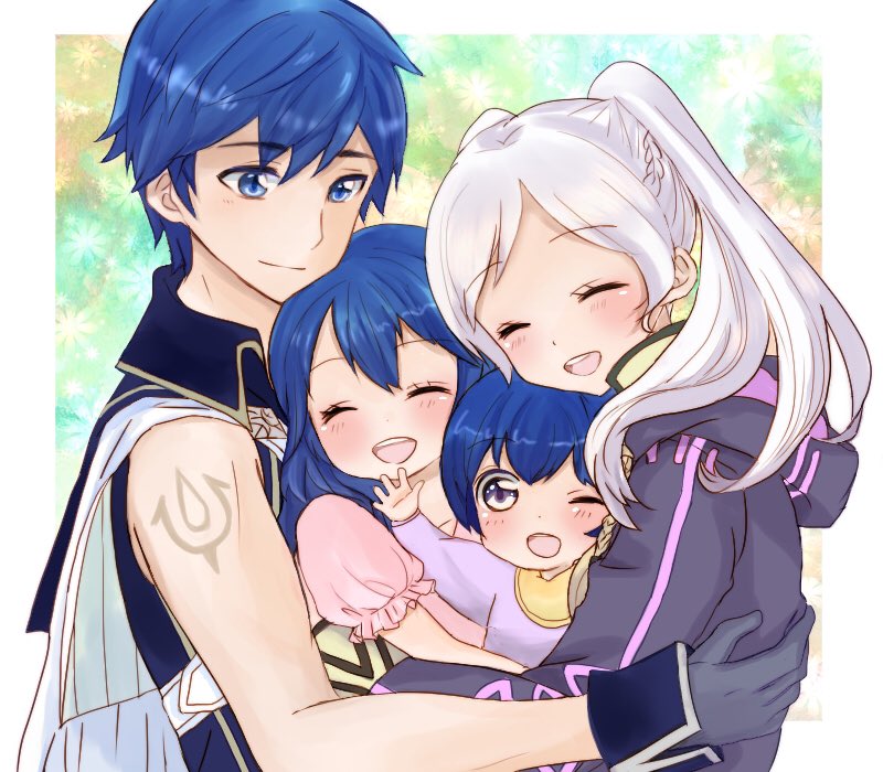 lucina, female robin, chrom, and male morgan (fire emblem and 1 more) drawn by puni_y_y