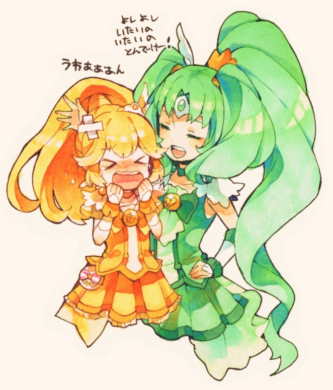 midorikawa nao, kise yayoi, cure peace, and cure march (precure and 1 more) drawn by hayashi_(kanzume)