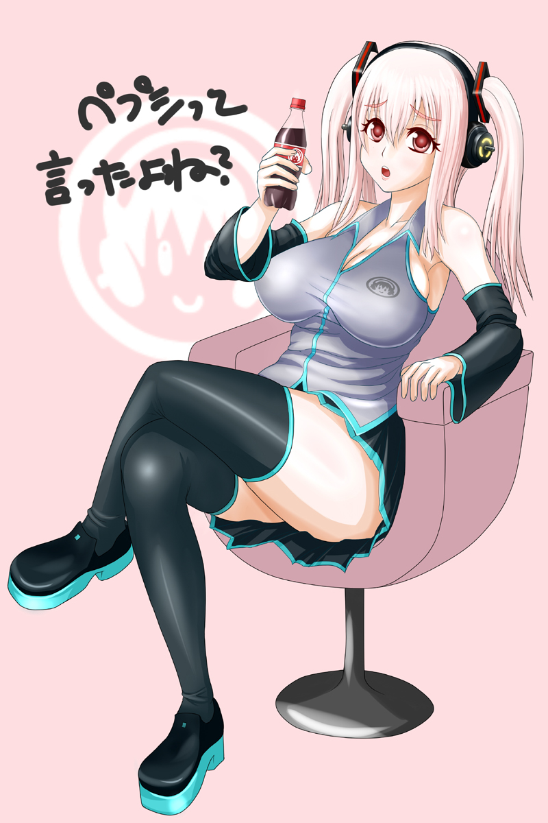 hatsune miku and super sonico (vocaloid and 1 more) drawn by mora_ki_sura