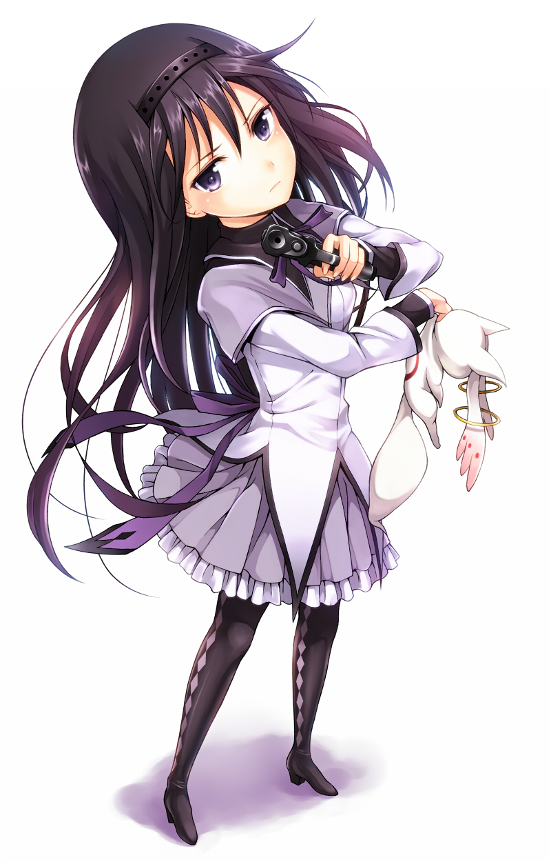 akemi homura and kyubey (mahou shoujo madoka magica) drawn by maazyu