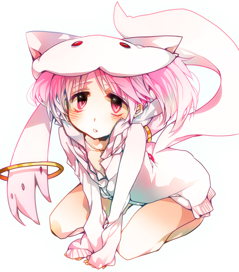 kaname madoka and kyubey (mahou shoujo madoka magica) drawn by moyakami