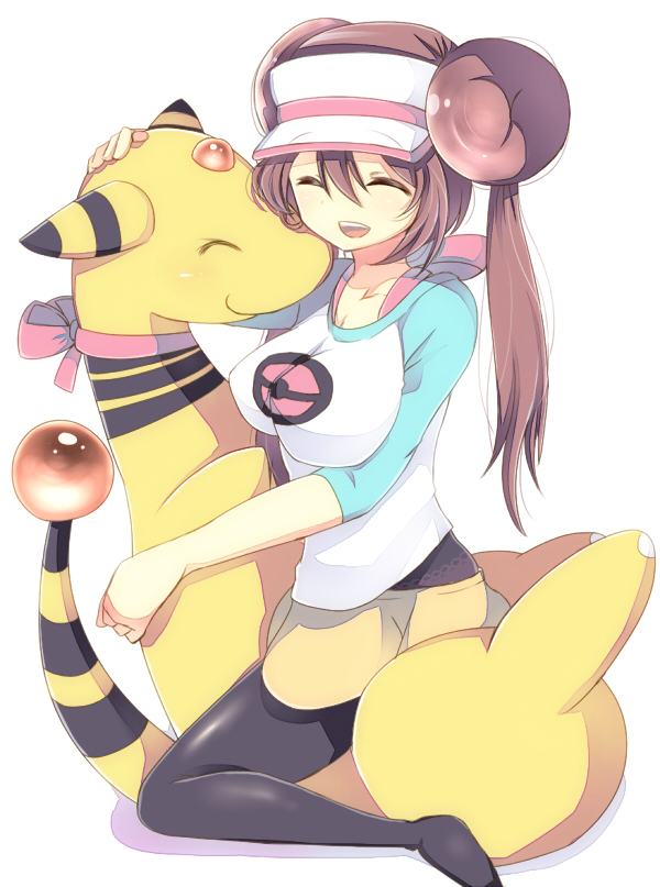 rosa and ampharos (pokemon and 1 more) drawn by rento_(rukeai)
