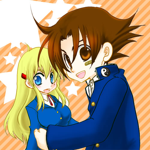 fuurinji miu and shirahama ken'ichi (shijou saikyou no deshi ken'ichi) drawn by t_sabaku