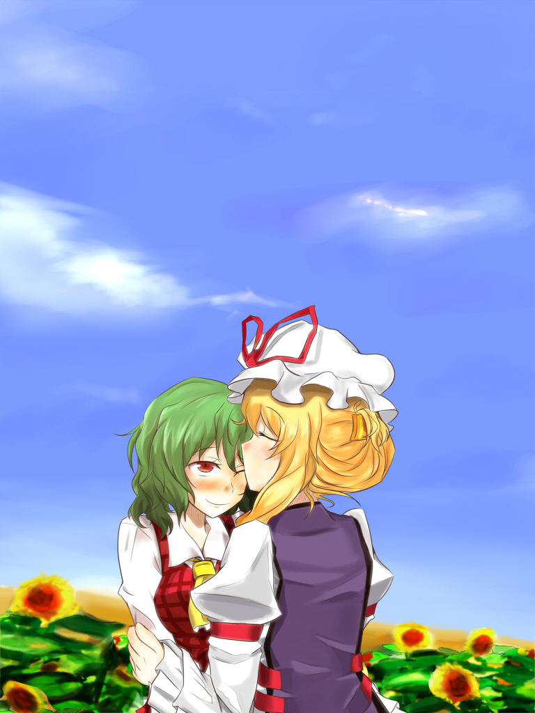 yakumo yukari and kazami yuuka (touhou) drawn by poshi_(ginmokusei)