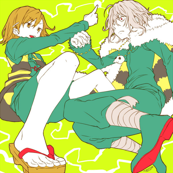misaka mikoto and accelerator (toaru majutsu no index and 1 more) drawn by teruya_(6w6y)