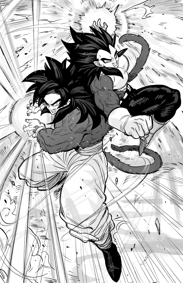 son goku and vegeta (dragon ball and 1 more) drawn by nanika_(nnkgh)