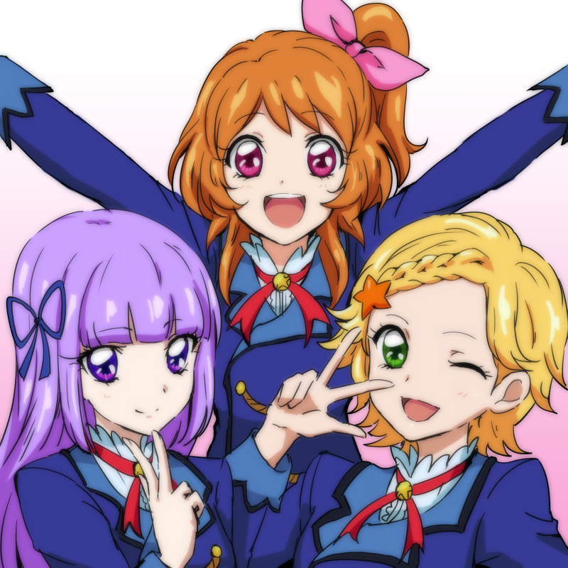 ozora akari, hikami sumire, and shinjo hinaki (aikatsu!) drawn by tsukikage_oyama