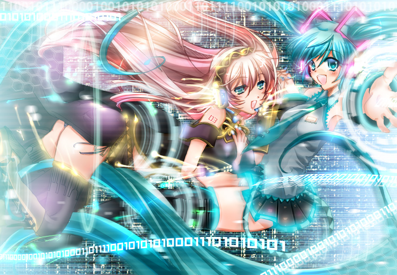 hatsune miku and megurine luka (vocaloid) drawn by sakayaki_(burning_soul)