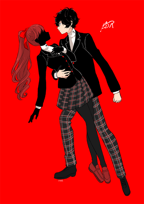 amamiya ren and yoshizawa kasumi (persona and 2 more) drawn by yasuu!