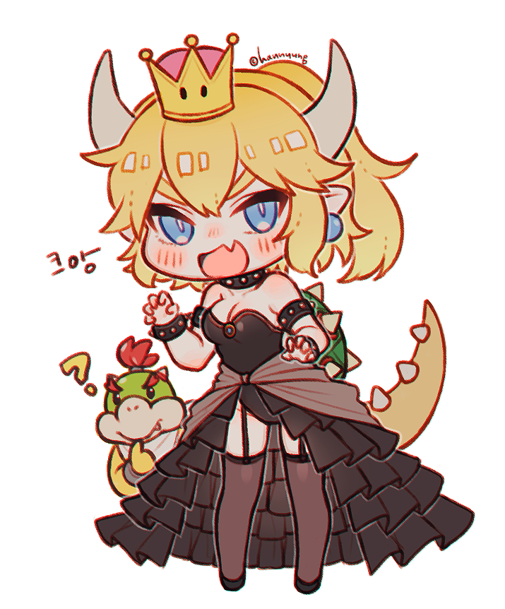 bowsette and bowser jr. (mario and 1 more) drawn by hn_(artist)