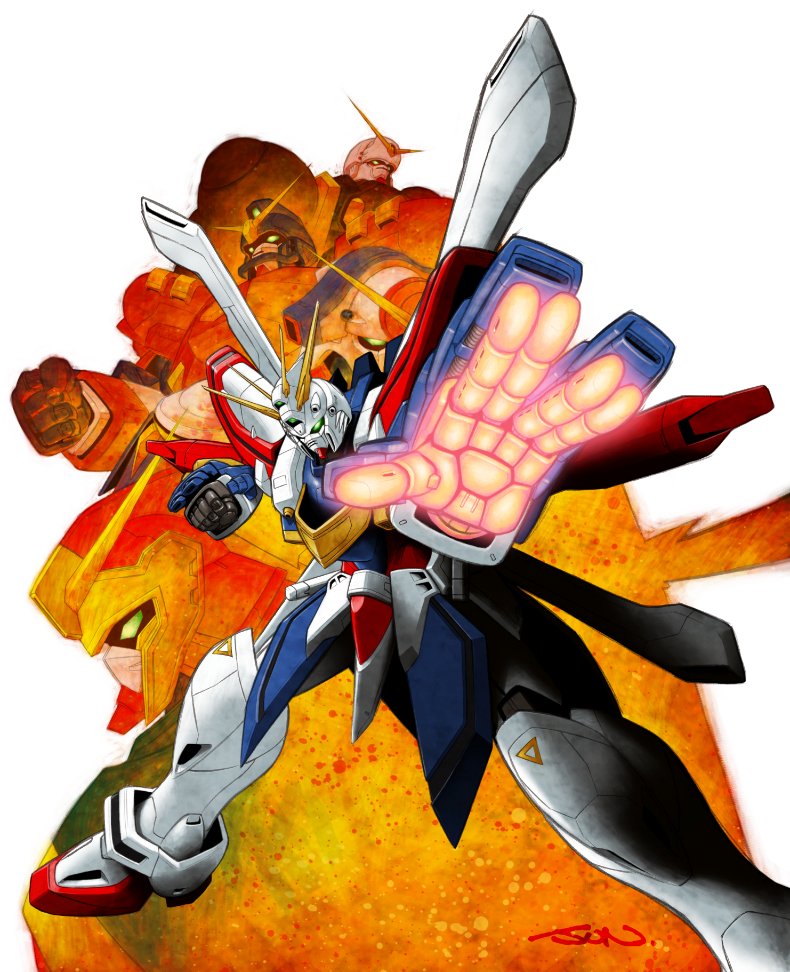 god gundam, dragon gundam, gundam rose, bolt gundam, and gundam maxter (gundam and 1 more) drawn by nakamura_jun'ichi