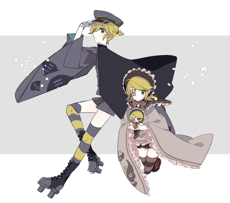 kagamine rin and kagamine len (vocaloid and 1 more) drawn by yoshiki
