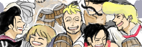 portgas d. ace, marco, izou, thatch, jozu, and 3 more (one piece) drawn by kawaji_(tegaki.pipa)