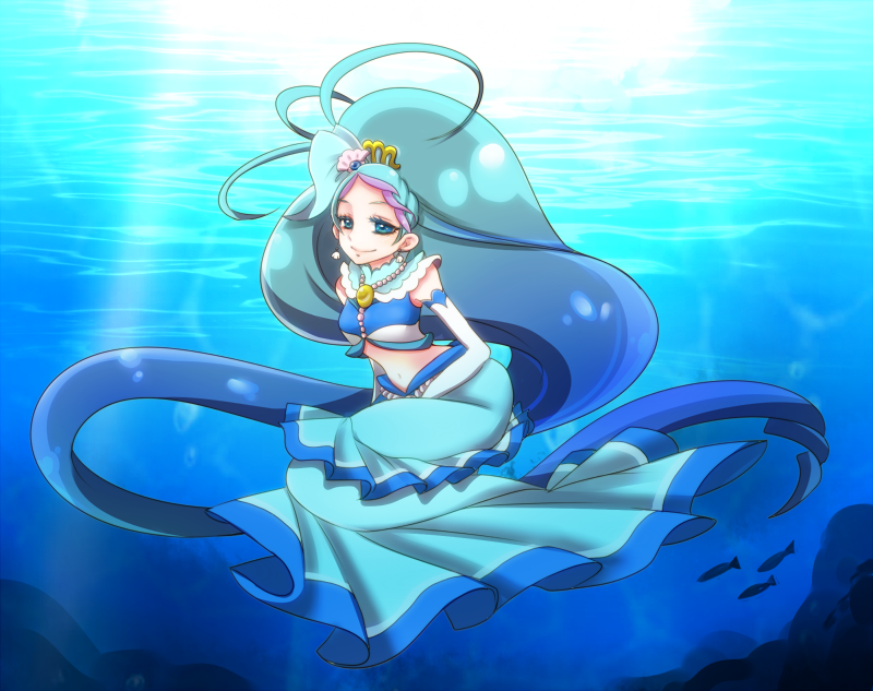 kaidou minami and cure mermaid (precure and 1 more) drawn by siro_(hue_white)