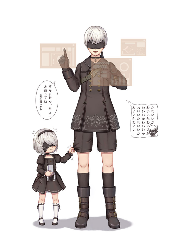 2b, 9s, and pod (nier and 1 more) drawn by lotu