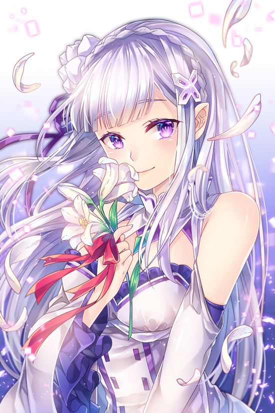 emilia (re:zero kara hajimeru isekai seikatsu) drawn by silverbin
