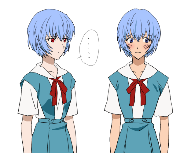 ayanami rei and ikari shinji (neon genesis evangelion) drawn by rakugakimix