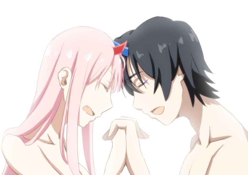 zero two and hiro (darling in the franxx) drawn by thirukin