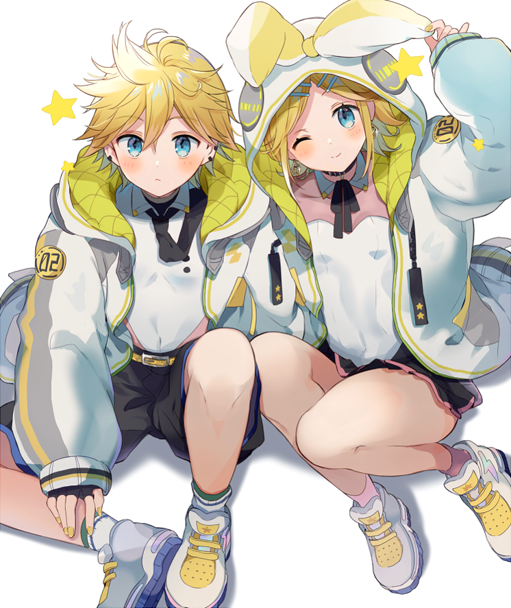 kagamine rin and kagamine len (vocaloid) drawn by shimada71_72