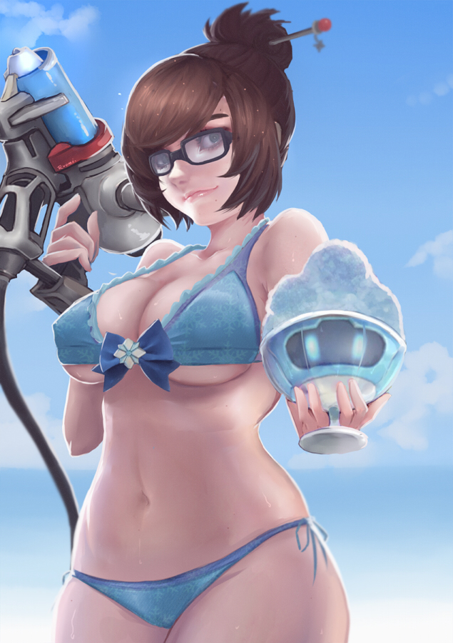 mei and snowball (overwatch and 1 more) drawn by ryumi-gin