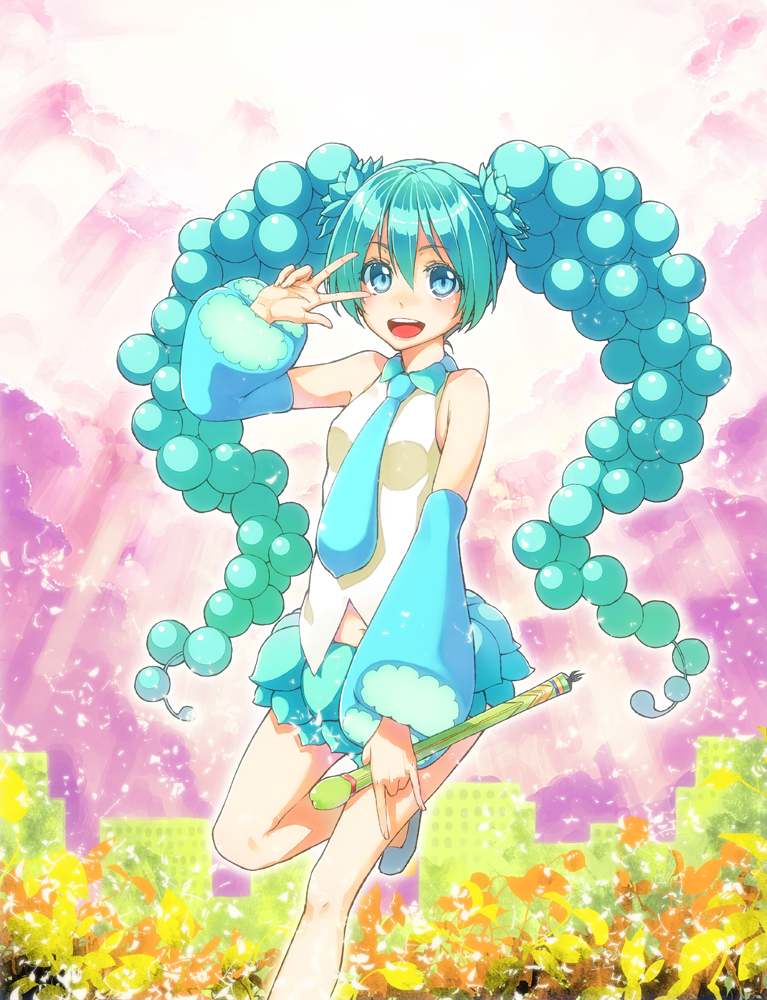 hatsune miku and hatsune niku (original and 1 more) drawn by hakui_ami