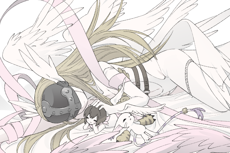 angewomon, yagami hikari, and tailmon (digimon and 1 more) drawn by u_emper