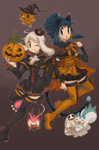 dawn, may, torchic, pachirisu, and skitty (pokemon and 2 more) drawn by sasairebun