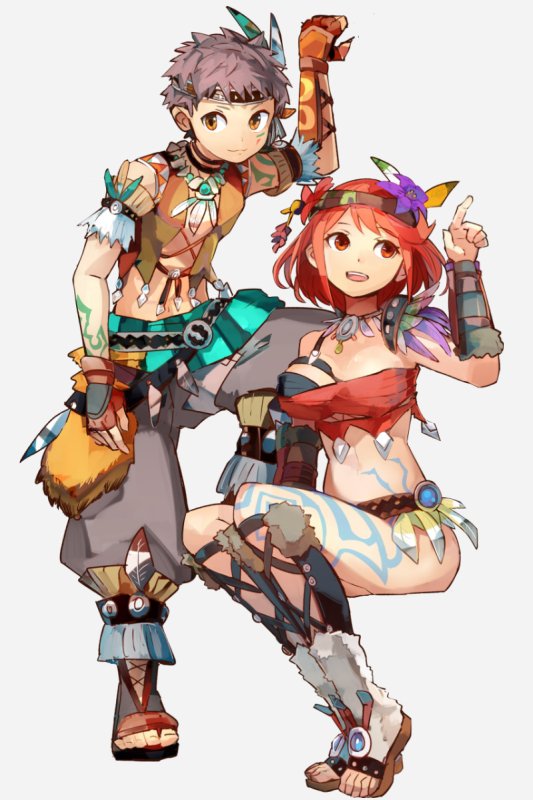 pyra and rex (xenoblade chronicles and 1 more) drawn by geetgeet