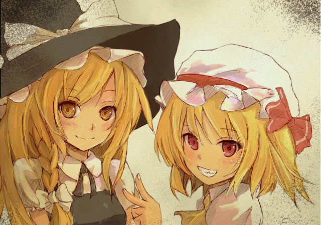 kirisame marisa and flandre scarlet (touhou) drawn by shimada_sarasara