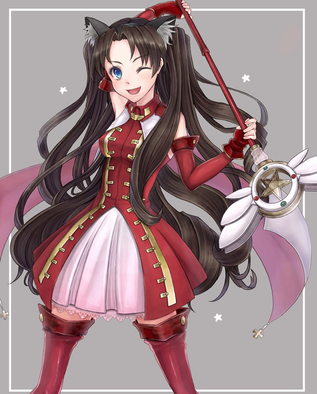 tohsaka rin, magical ruby, and kaleido ruby (fate and 1 more) drawn by asarihamaguri