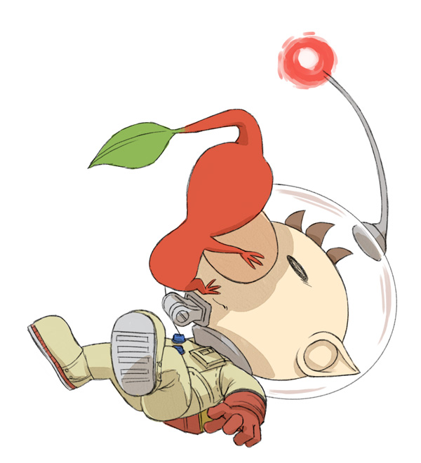 red pikmin and olimar (pikmin) drawn by naru_(wish_field)