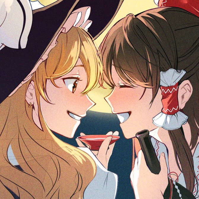 hakurei reimu and kirisame marisa (touhou) drawn by vanilla_(miotanntann)