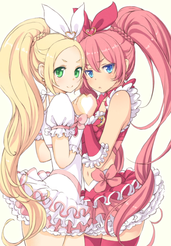houjou hibiki, minamino kanade, cure melody, and cure rhythm (precure and 1 more) drawn by tokunou_shoutarou