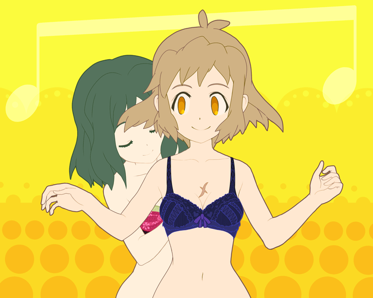 tachibana hibiki and kohinata miku (senki zesshou symphogear) drawn by yaporu_(halllcion)